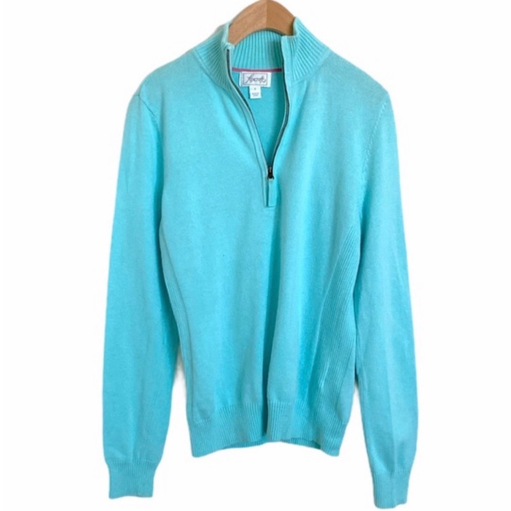 Foxcroft Turquoise Zip-Up Sweater